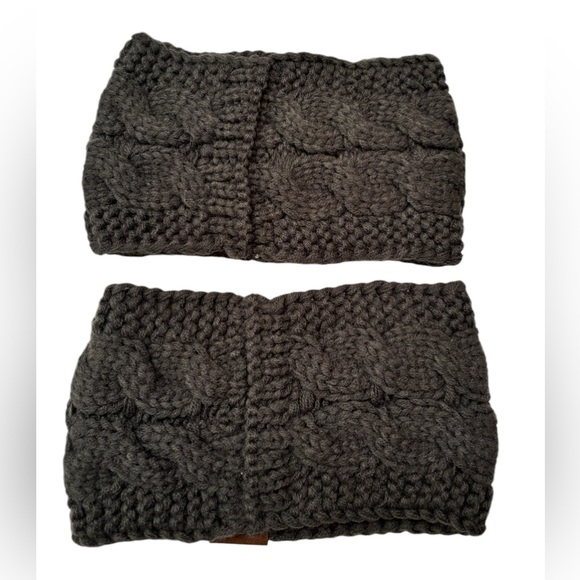EUC-2 C.C solid cable knit charcoal grey head wraps warm - Picture 2 of 4